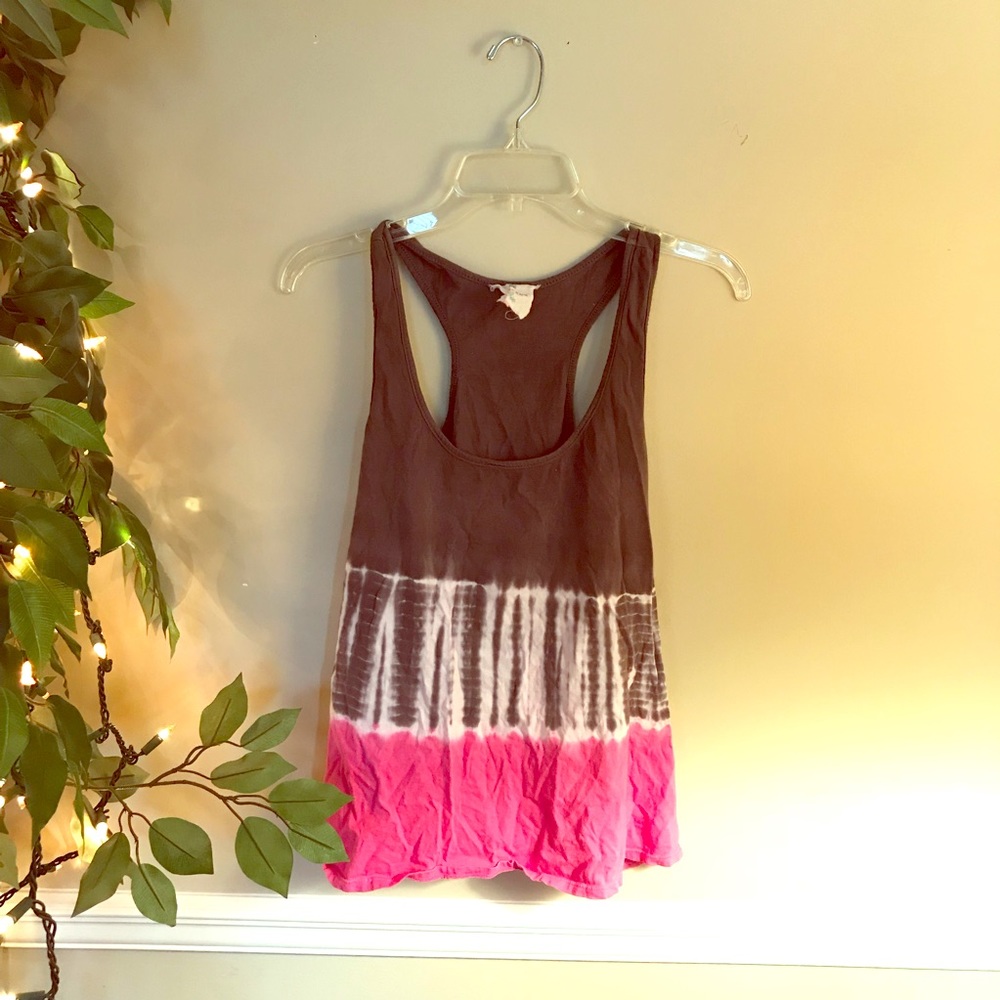 Threads gray and pink tie dye tank top